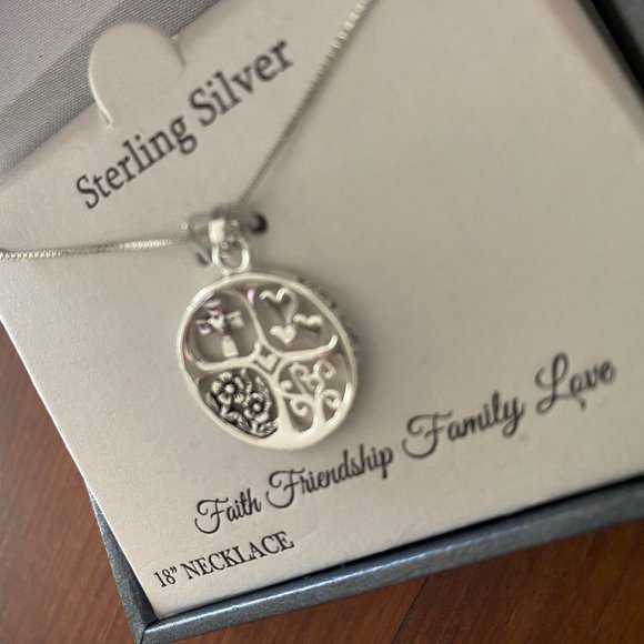 Timeless Sterling Silver Jewelry - “Faith Friendship Family Love” Necklace -by Timeless Sterling Silver; NWT, NIB
